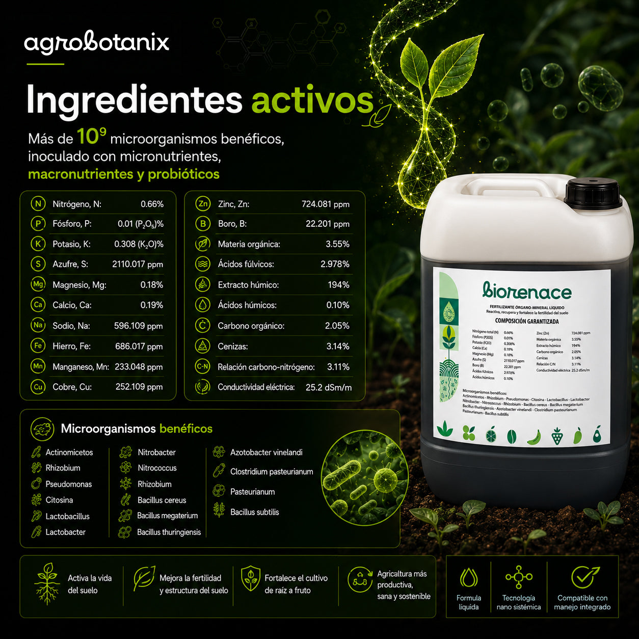 Biorenace - Biofertilizante líquido